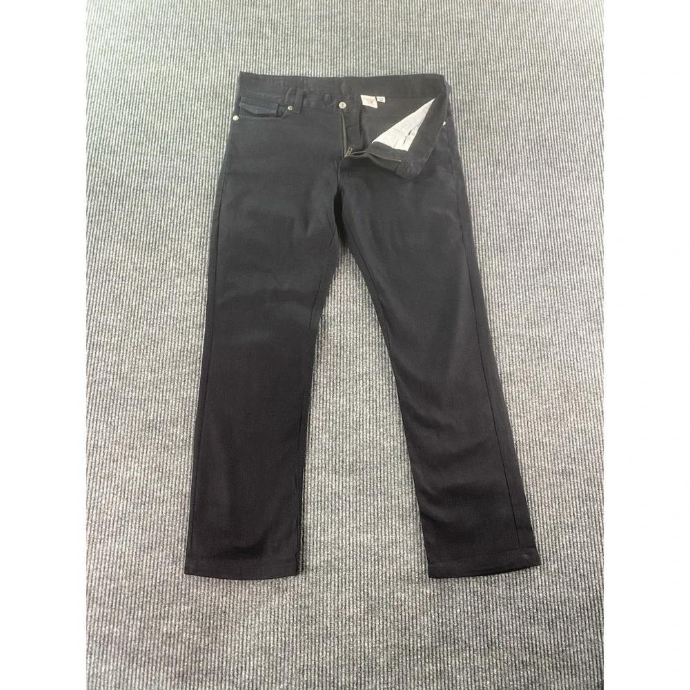True Religion Jeans Mens 36x33 Black Denim Surf Designer Back Flap Premium USA